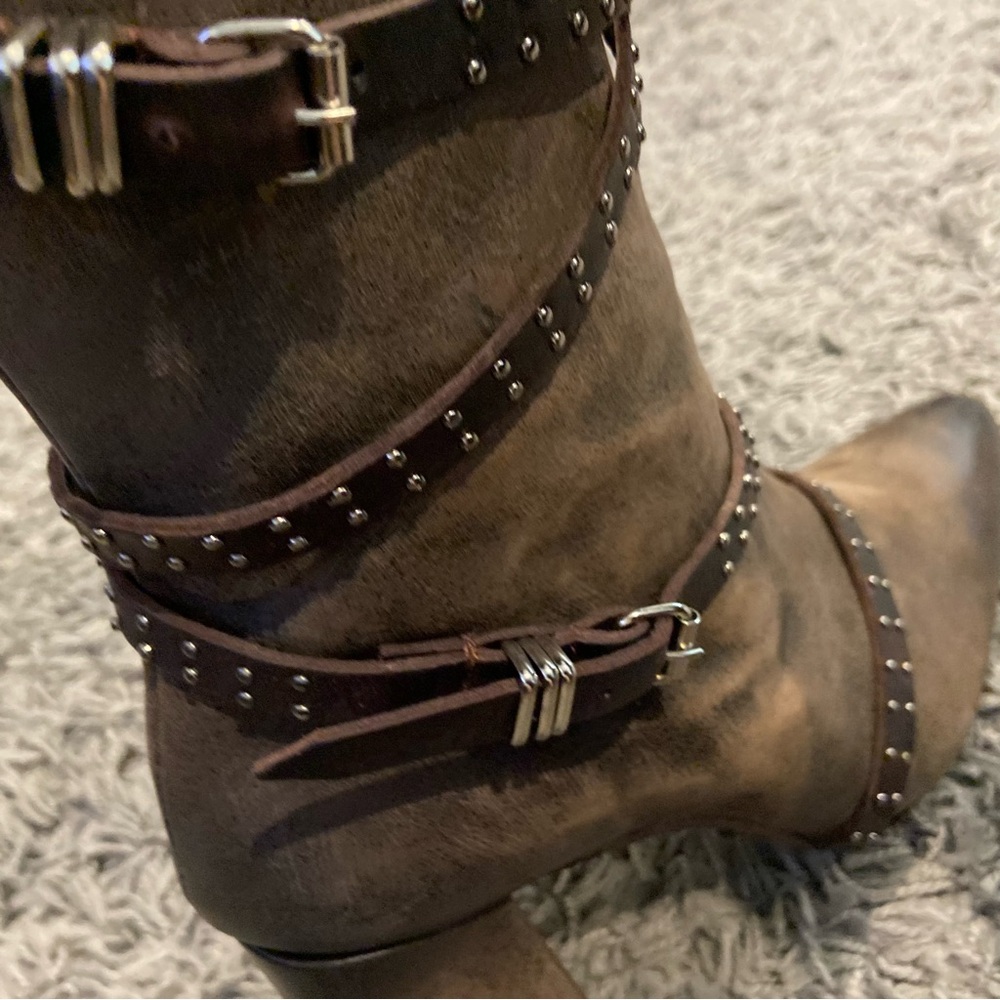 Freebird JAX Strappy Tall Distressed Leather Riding Boots Size 10 - Picture 11 of 16